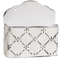 Whitewashed Fleur De Lis Galvanized Mail Bin - The Fox Decor