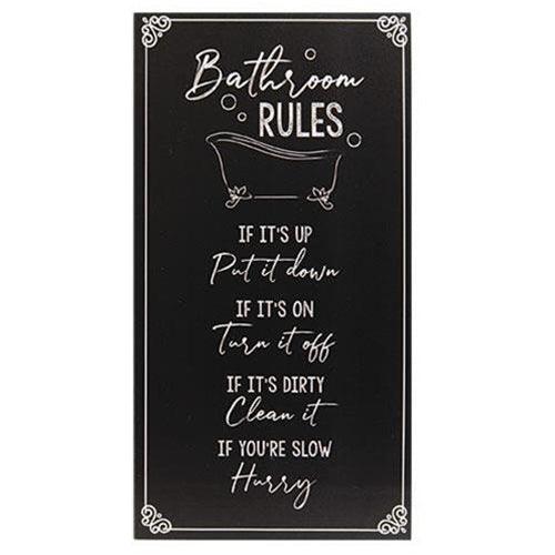 Black Bathroom Rules Sign 85 x 16 - The Fox Decor