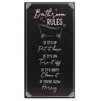 Black Bathroom Rules Sign 85 x 16 - The Fox Decor