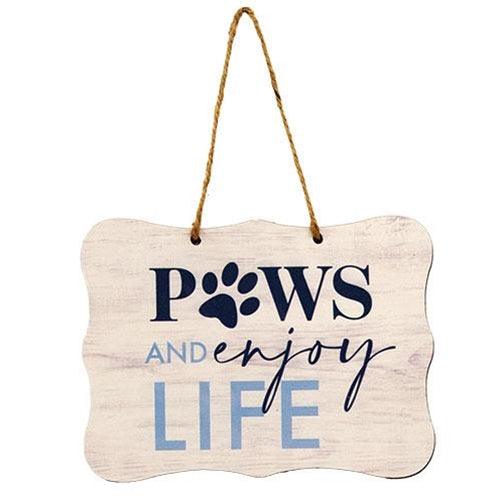 Paws and Enjoy Life Ribbon Sign 8 x 6 - The Fox Decor