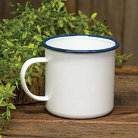 Blue Rim Enamel Soup Mug - The Fox Decor