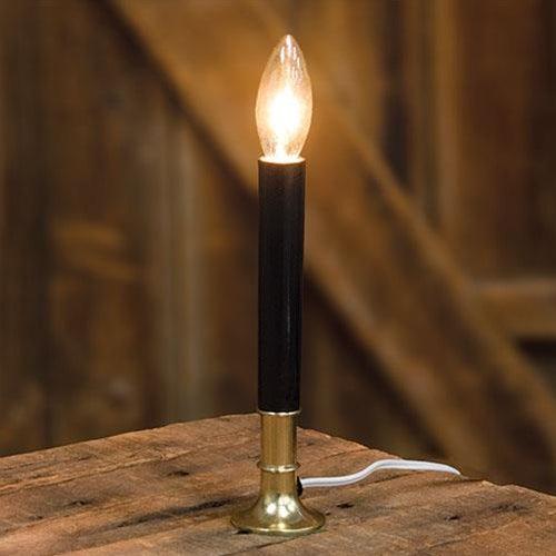 Black Electric Candle Lamp on Brass Base Black 7 - The Fox Decor