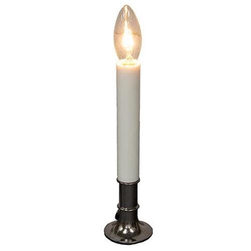 White Electric Candle Lamp on Pewter Base 7 - The Fox Decor