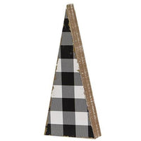 3 Set Black & White Buffalo Check Wooden Trees - The Fox Decor