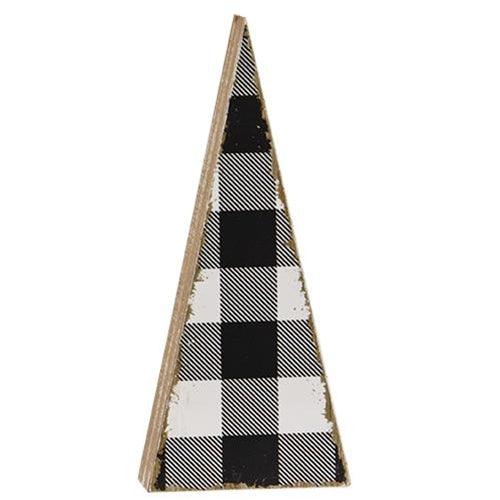 3 Set Black & White Buffalo Check Wooden Trees - The Fox Decor