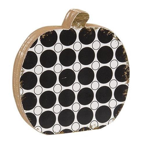 Black & White Polka Dot Wooden Pumpkin - The Fox Decor