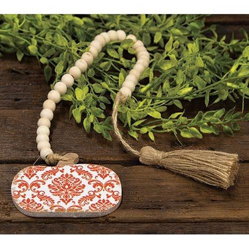 Orange Damascus Print Beaded Pumpkin Strand - The Fox Decor