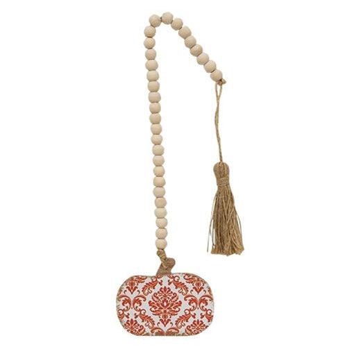 Orange Damascus Print Beaded Pumpkin Strand - The Fox Decor