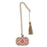 Orange Damascus Print Beaded Pumpkin Strand - The Fox Decor