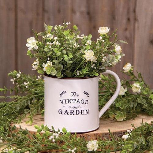 White Metal Vintage Garden Mug - The Fox Decor