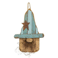 Hanging Lath Gnome w Blue Hat 16H - The Fox Decor