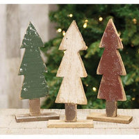 Rustic Wood Christmas Tree on Base 11 3 Asstd - The Fox Decor