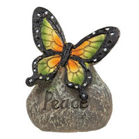 Resin Butterfly Messenger Stone 3 Asstd - The Fox Decor