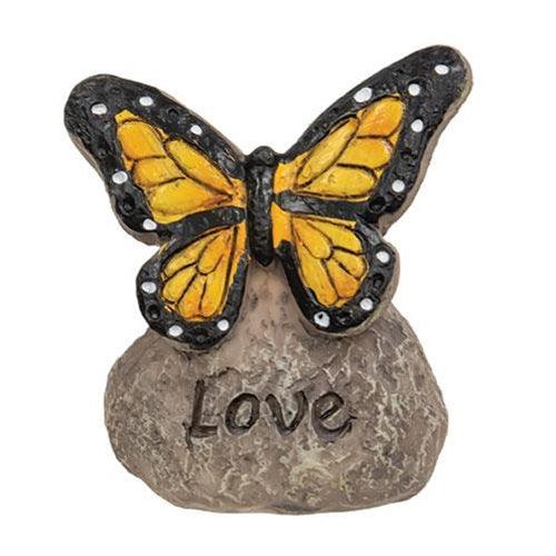 Resin Butterfly Messenger Stone 3 Asstd - The Fox Decor