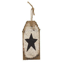 Rustic Wood White Tag w Black Star - The Fox Decor