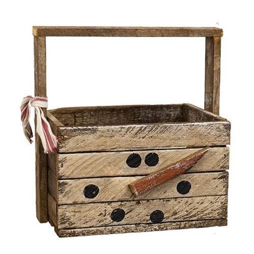 Rustic Lath Snowman Tote - The Fox Decor