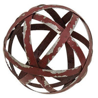 Distressed Red Metal Band Sphere 4 - The Fox Decor