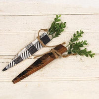 Buffalo Check White or Orange Large Rustic Wood Carrot 2 Asstd - The Fox Decor