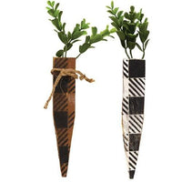 Buffalo Check White or Orange Large Rustic Wood Carrot 2 Asstd - The Fox Decor
