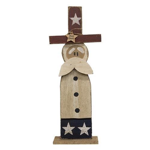 Rustic Wood Skinny Old Glory Sam on Base 25H 2 Asstd - The Fox Decor