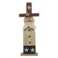 Rustic Wood Skinny Old Glory Sam on Base 25H 2 Asstd - The Fox Decor