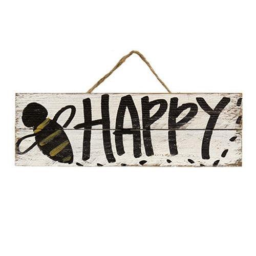 Skinny Lath Bee Happy Kind Hanging Sign 2 Asstd - The Fox Decor