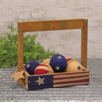 Rustic Wood Mini Primitive Flag Tote w Star Tag - The Fox Decor