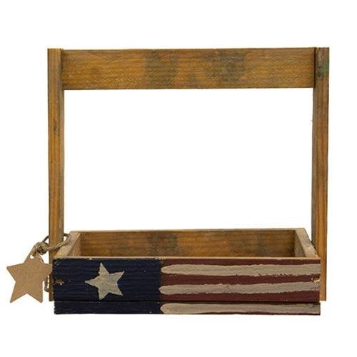 Rustic Wood Mini Primitive Flag Tote w Star Tag - The Fox Decor