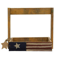 Rustic Wood Mini Primitive Flag Tote w Star Tag - The Fox Decor