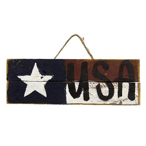 Skinny Distressed Lath Hanging Americana Sign 3 Asstd - The Fox Decor