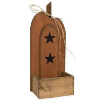 Rustic Wood Two-Star Layered Pumpkin Planter - The Fox Decor