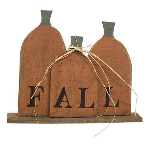 Rustic Wood Fall Pumpkin Patch on Base 3 Asstd - The Fox Decor