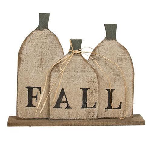 Rustic Wood Fall Pumpkin Patch on Base 3 Asstd - The Fox Decor