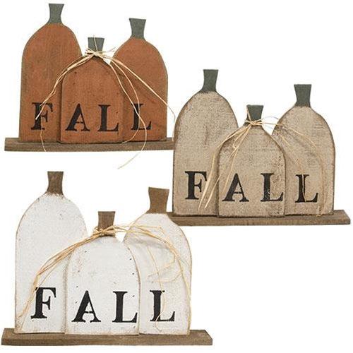 Rustic Wood Fall Pumpkin Patch on Base 3 Asstd - The Fox Decor