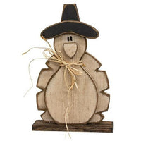 Rustic Wood Pilgrim Hat Turkey on Base - The Fox Decor