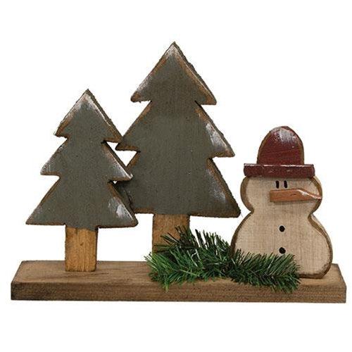 Rustic Wood Winter Wonderland Scene on Base Small - The Fox Decor