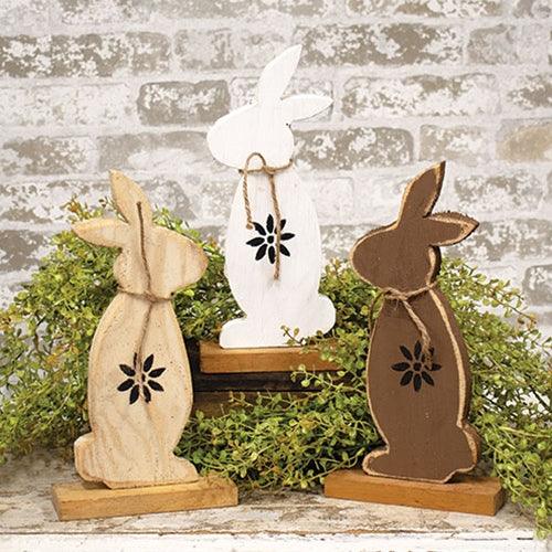 Rustic Wood Standing Silhouette Bunny 1275 3 Asstd - The Fox Decor
