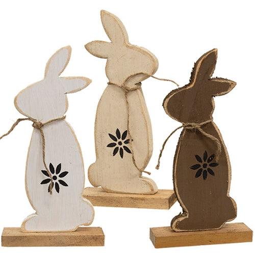 Rustic Wood Standing Silhouette Bunny 1275 3 Asstd - The Fox Decor