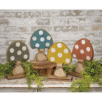 Rustic Wood Mushroom on Base 4 Asstd - The Fox Decor