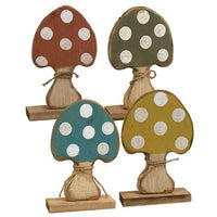 Rustic Wood Mushroom on Base 4 Asstd - The Fox Decor
