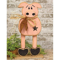 Rustic Wood Skinny Leg Pig on Base - The Fox Decor