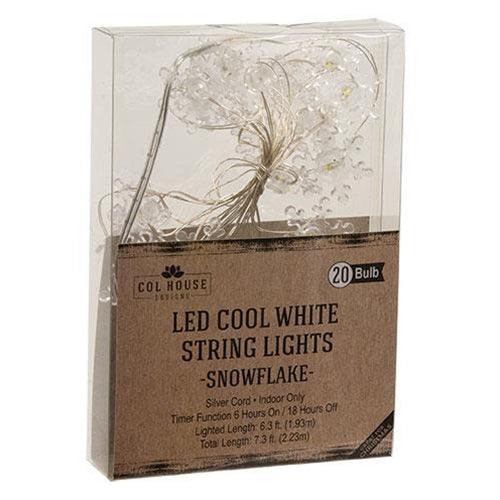 Cool White Snowflake LED Timer Lights 10 Count - The Fox Decor
