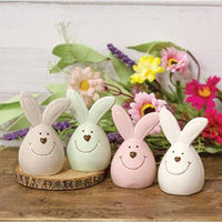Ceramic Roly Poly Easter Bunny Figurine 4 Asstd - The Fox Decor