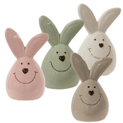 Ceramic Roly Poly Easter Bunny Figurine 4 Asstd - The Fox Decor