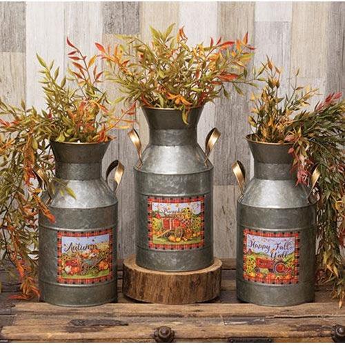 Galvanized Metal Harvest Milk Can 12H 3 Asstd - The Fox Decor