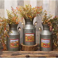 Galvanized Metal Harvest Milk Can 12H 3 Asstd - The Fox Decor