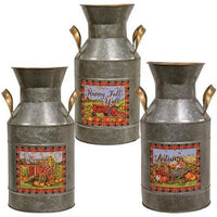 Galvanized Metal Harvest Milk Can 12H 3 Asstd - The Fox Decor