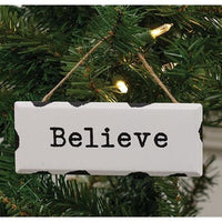 Believe Distressed Metal Sign Ornament - The Fox Decor
