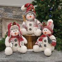 Plush Sitting Snowman 11H 3 Asstd - The Fox Decor