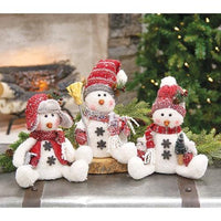 Plush Sitting Snowman 11H 3 Asstd - The Fox Decor